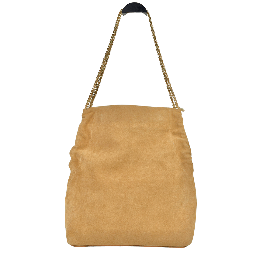 TALBOTS Beige Buttery Soft Suede Chain Tote Bag One Size