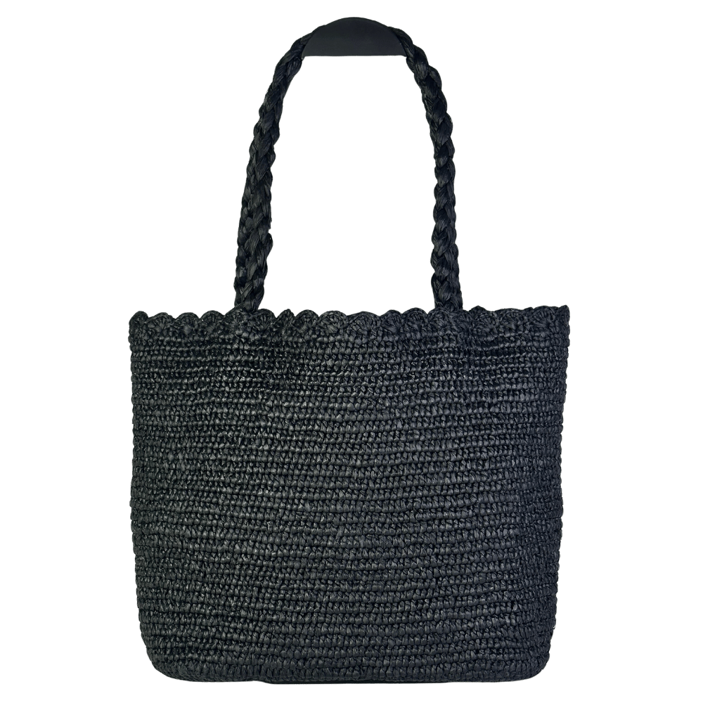 RIXO Black Nilani Raffia Bag One Size