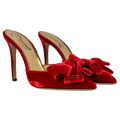 CHARLOTTE OLYMPIA Rose Red Velvet High Heel Bow Mules UK 5 EU 38