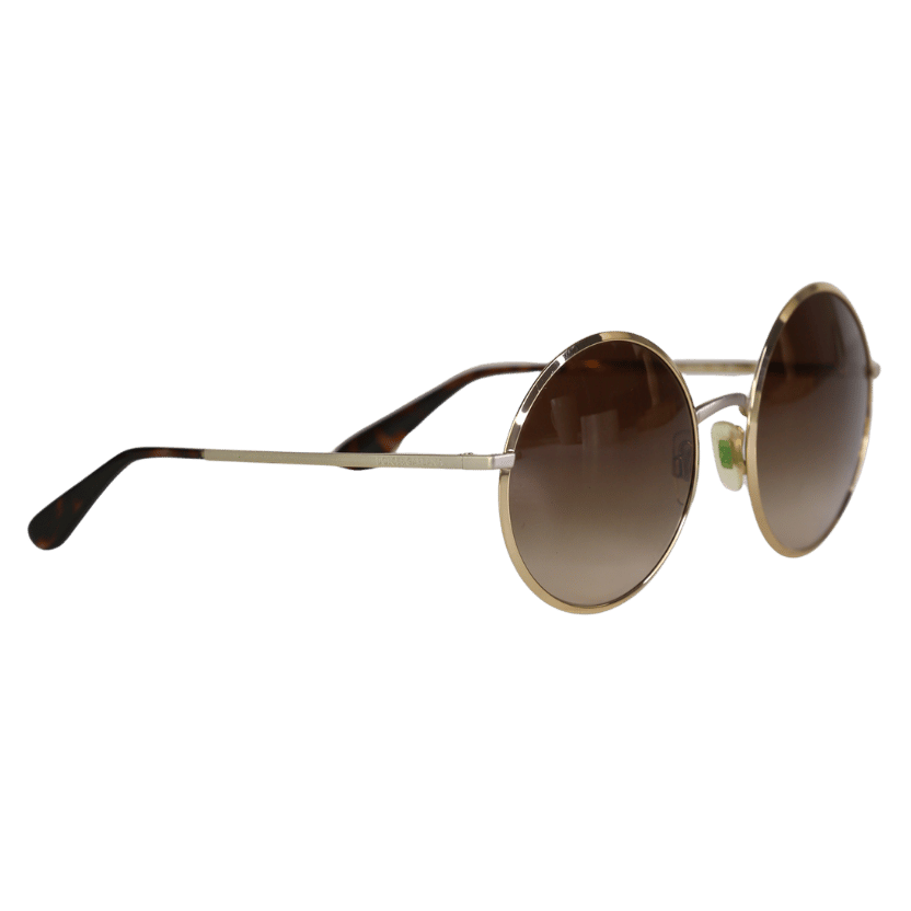 Dolce & Gabbana Dg2155 Brown Tortoise / Gold Round Sunglasses In Case