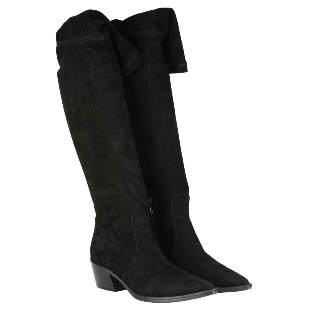 PREGO Black Overknee Pointed Leather/suede Boots UK 4.5 EU 37.5 👠