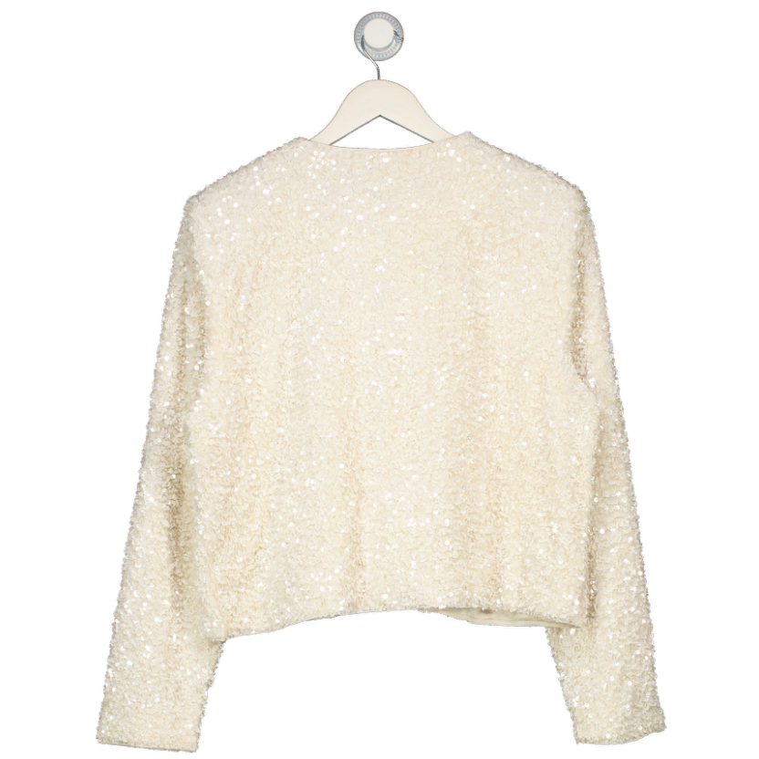 Mint Velvet White Bow Detail Sequin Jacket  UK XL