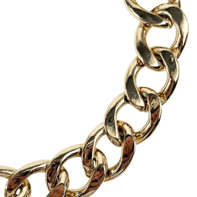 SAINT LAURENT Yellow Gold Plated Chunky Logot-bar Choker Necklace UK XXS-XS