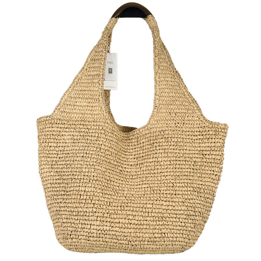 M&S Oversize Straw Bag With Yellow Gold Hardware Detail