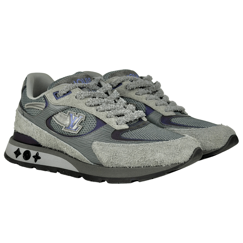 LOUIS VUITTON Grey Suede LV Logo Run Away Trainers UK 6 EU 40 👞
