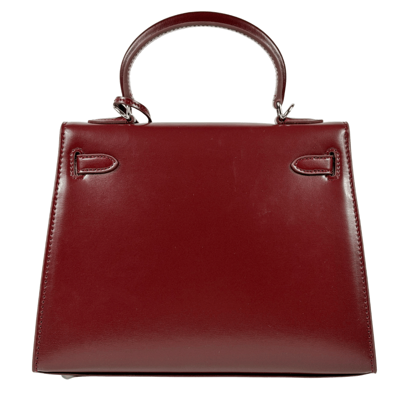 TOTES LUXE Burgundy Luxury Leather Top Handle Bag With Shoulder Strap