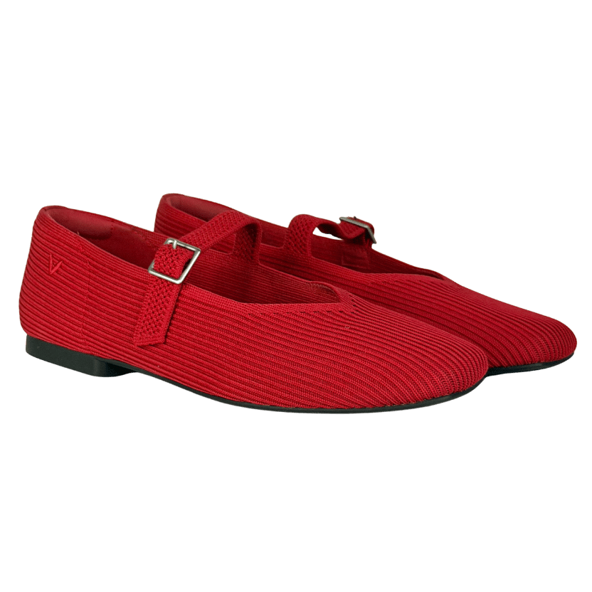 VIVAIA Sustainable Washable Red Square-toe Mary Jane Flats UK 5.5 EU 38.5 👠