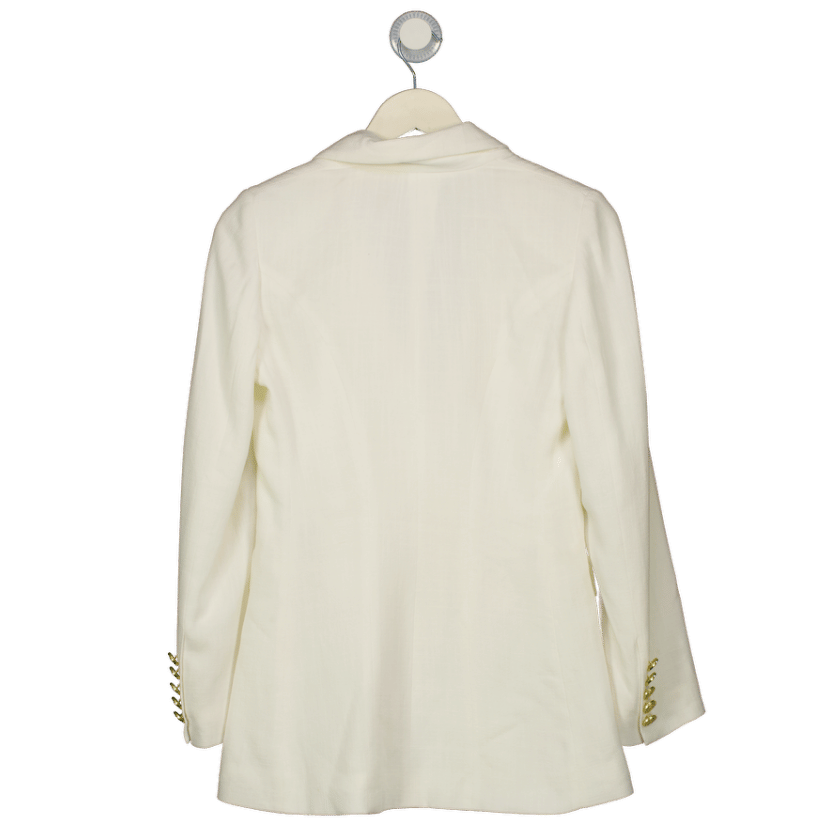 Holland Cooper White Oyster Linen Double Breasted Blazer UK 6