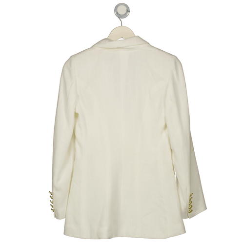 Holland Cooper White Oyster Linen Double Breasted Blazer UK 6