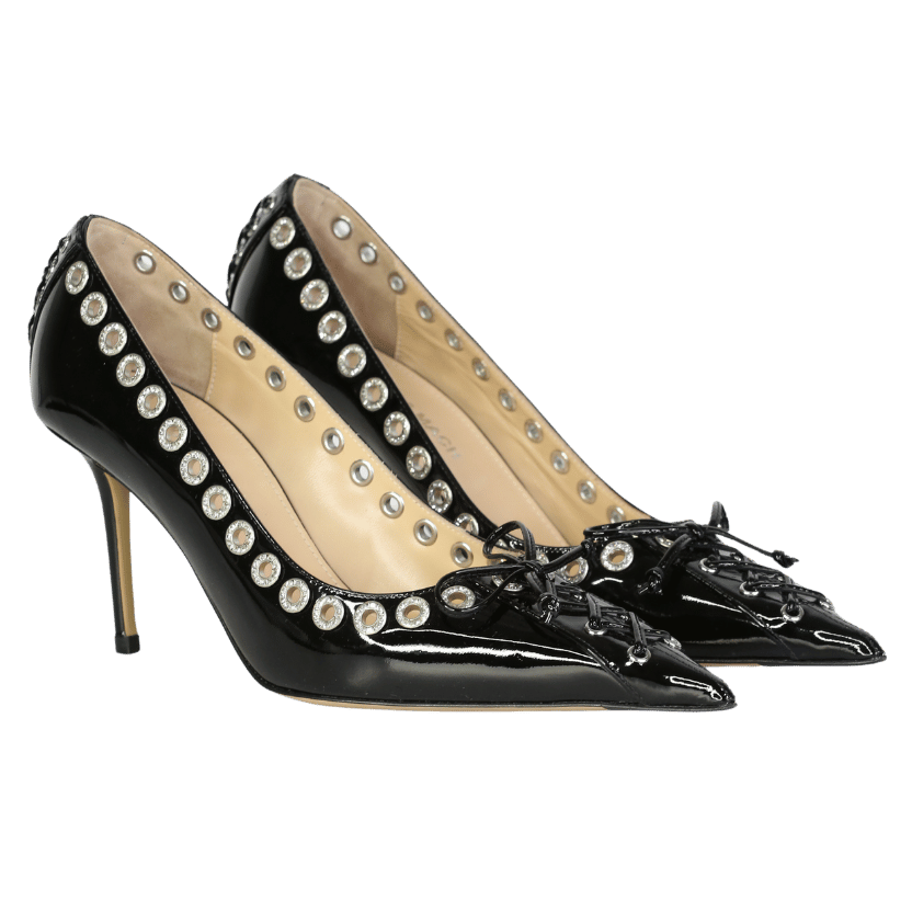 Mach & Mach Black Eyelet-lace Pumps UK 5 EU 38 👠
