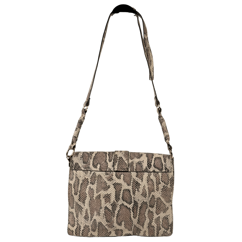 Whistles Beige Snake-print Fold Over Shoulder Bag
