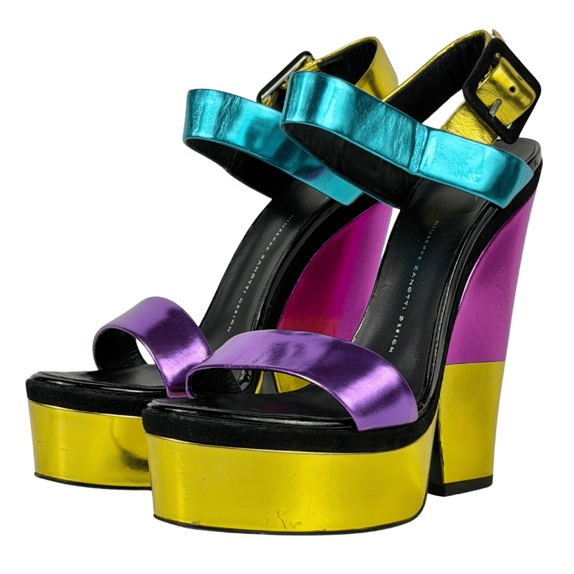 Giuseppe Zanotti Metallic Wedge Sandals UK 8 EU 41