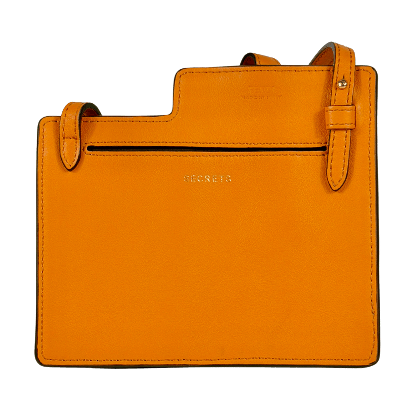 FENDI ROMA Orange Leather Mini Two Pocket Crossbody Bag