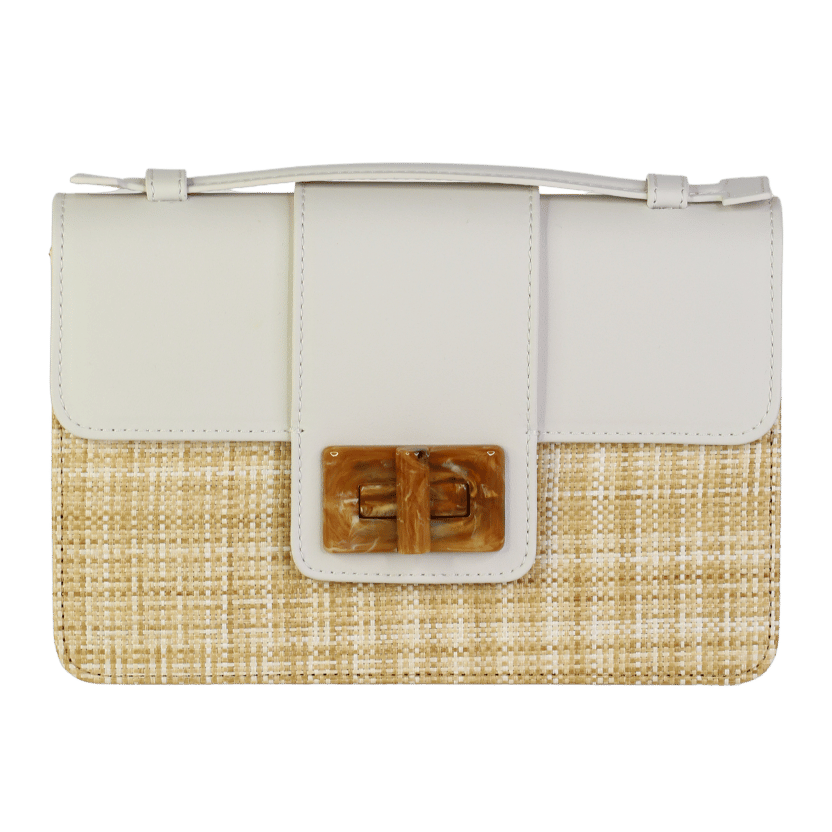 LK Bennett Roxy Cream Leather And Raffia Shoulder Bag One Size