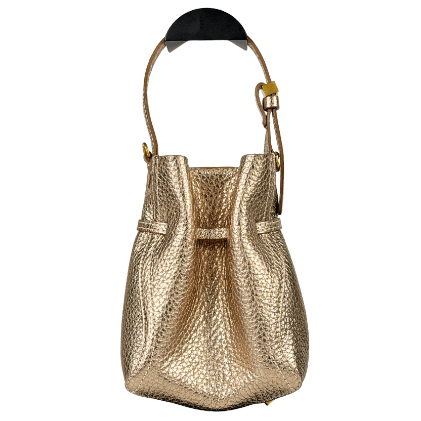 GIANNI CHIARINI Metallic Gold Sienna  Grained Cow Leather Bucket Bag