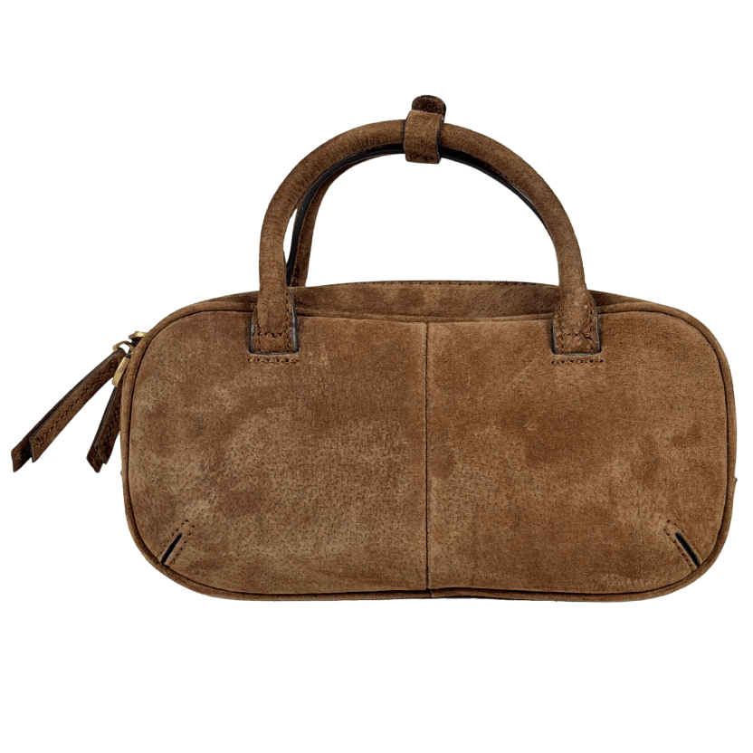 ZARA Brown Mini Split Suede Bowling Bag One Size