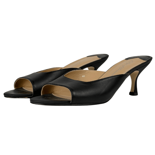 AGE OF INNOCENCE Felicity Leather Black Mules UK 7 EU 40