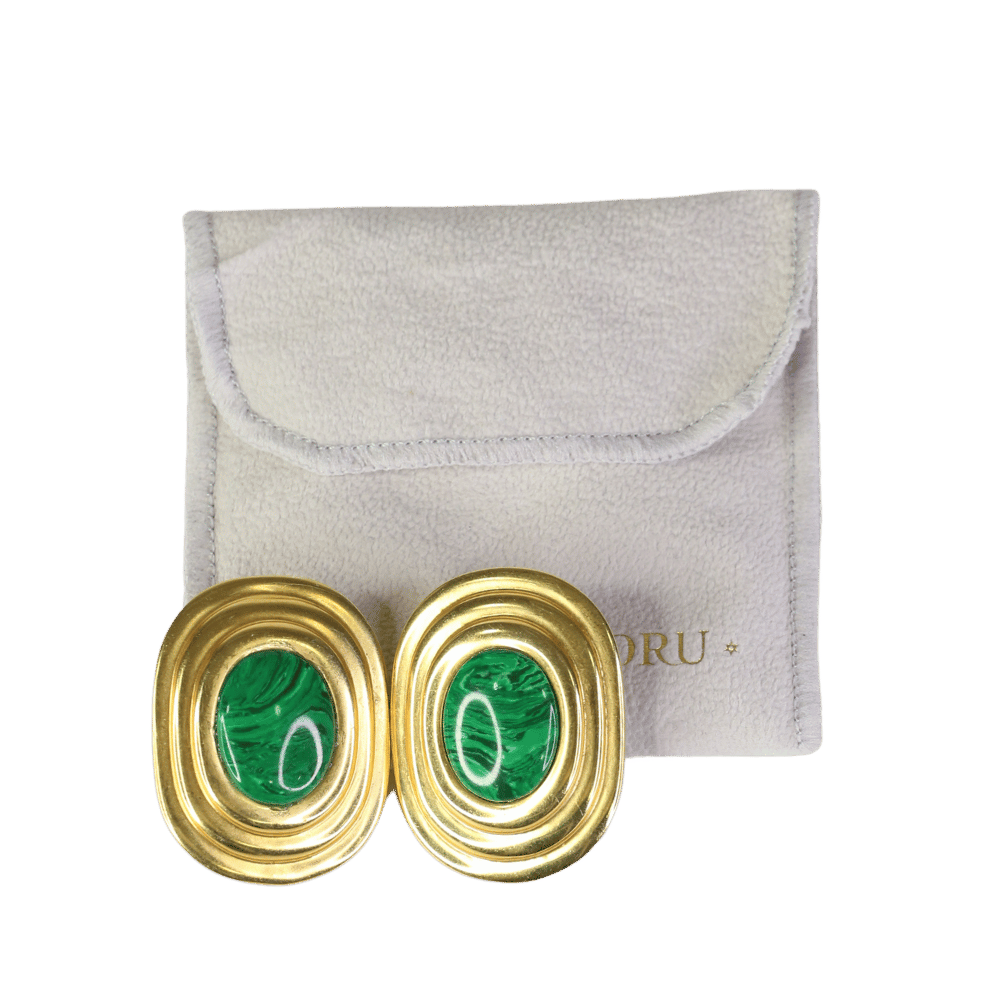 Soru X Daphne Oz Yellow Gold / Malachite Coco Earrings