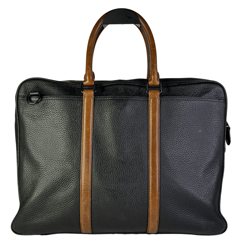 Coach Black / Tan Leather Harness Metropolitan Slim Briefcase / Laptop Bag