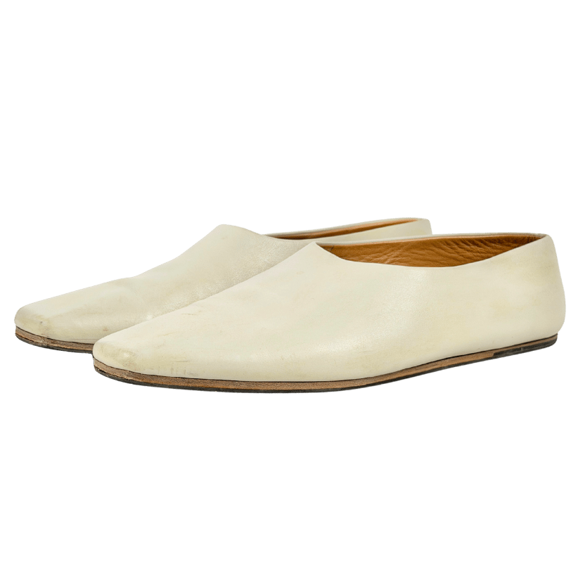 THE ROW Cream The Row Square Toe Flat Pump Leather Flats UK 4.5 EU 37.5 👠