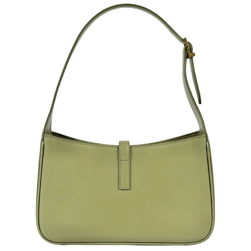 SAINT LAURENT Sage Green Leather Mini Le 5 À 7 Logo Shoulder Bag