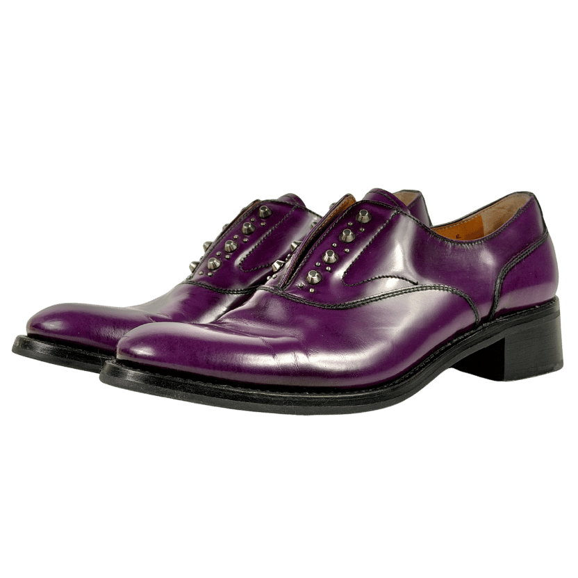 CHURCH'S Purple Smooth Leather Slip On Issie Studded Brogues UK 5 EU 38 👠