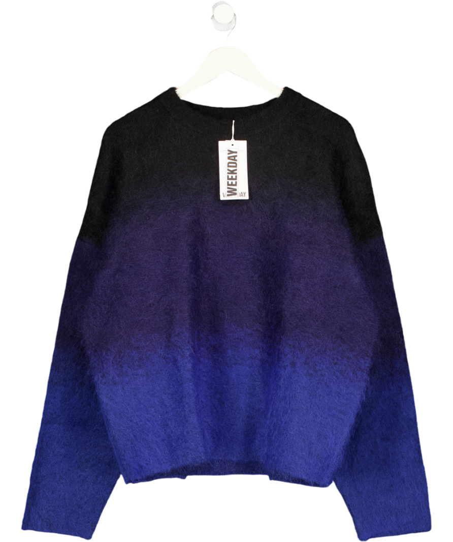 WEEKDAY Blue Faded Mohair-blend Sweater UK M