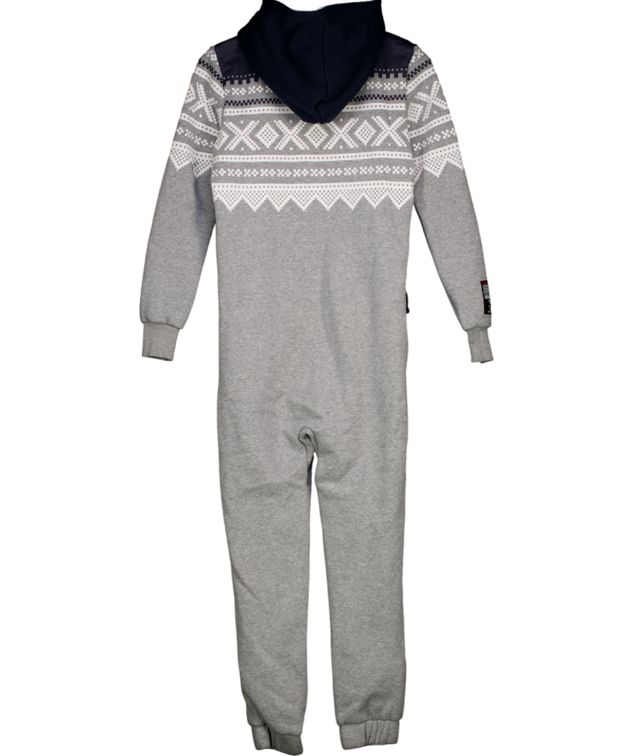 ONEPIECE Marius Onesie 2.0 Grey / Navy Fairisle Jumpsuit UK XXS