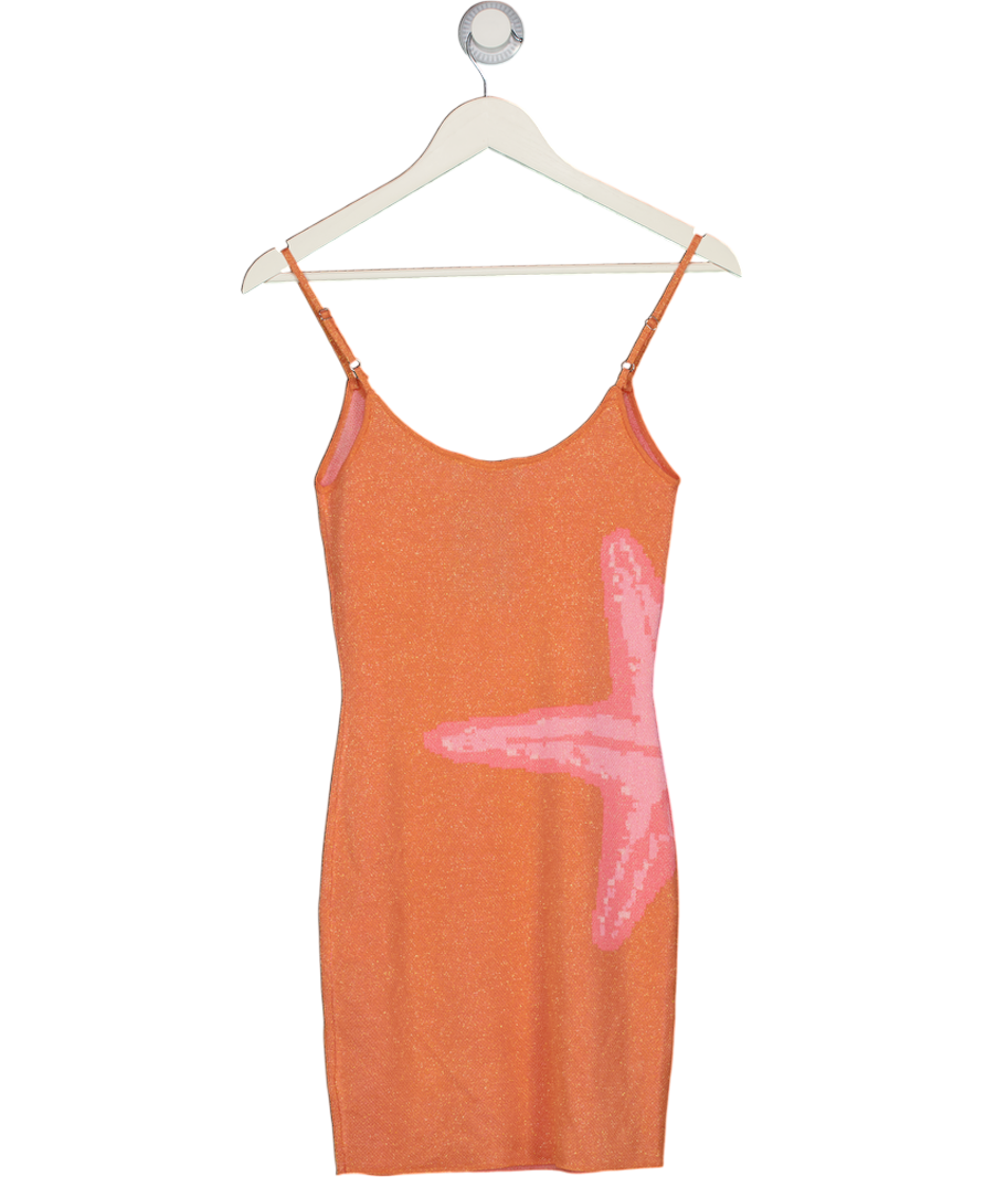 WHITE FOX Orange Sparkle Kn It Mini Dress UK XS