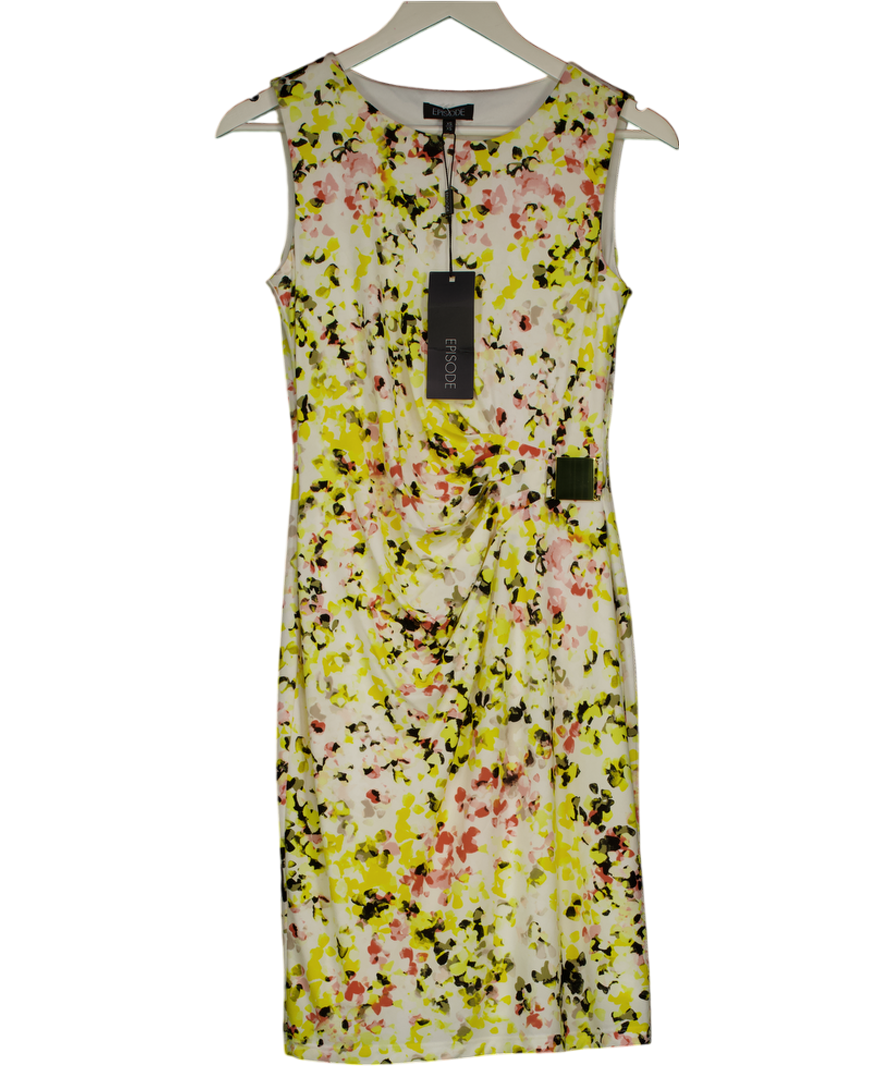 EPISODE Yellow Floral Dress With Gold Buckle Detail UK XS