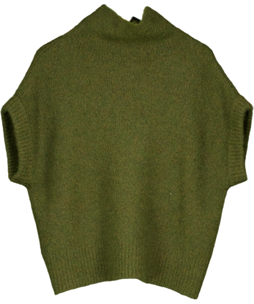 Karen Millen Olive Green Fuzzy Knit High Neck Jumper UK S