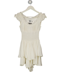 PRINCESS POLLY White Swiss Dot Shirred Waist Mini Dress UK 4