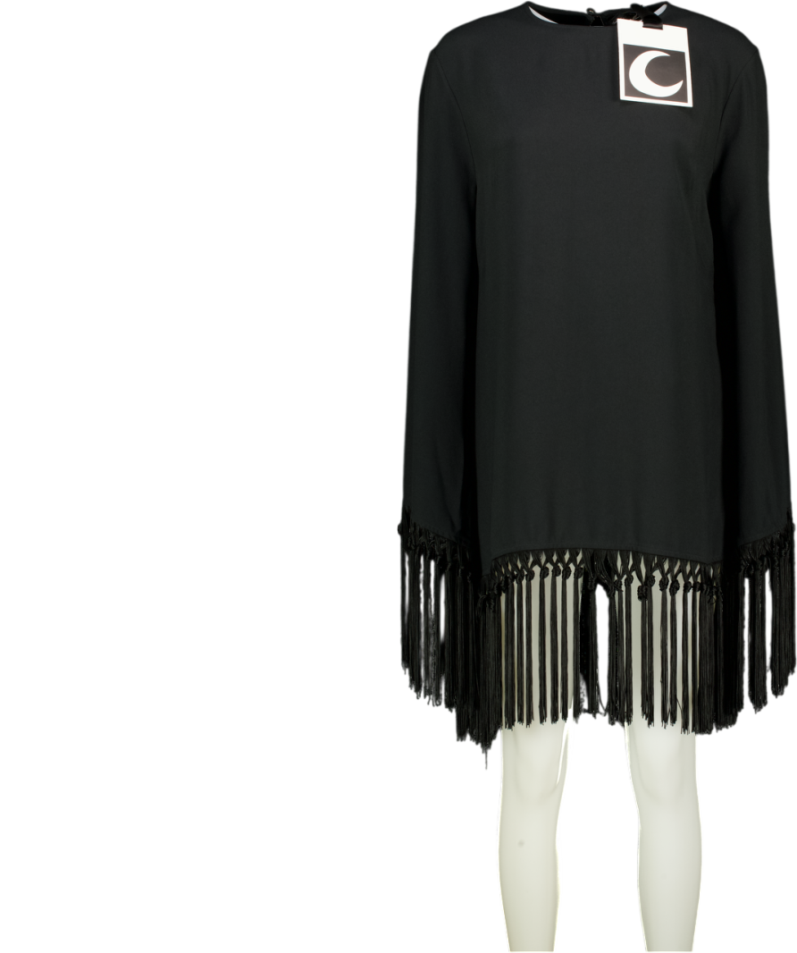 TALLER MARMO Black Fringed Claudia Mini Dress It44 UK M