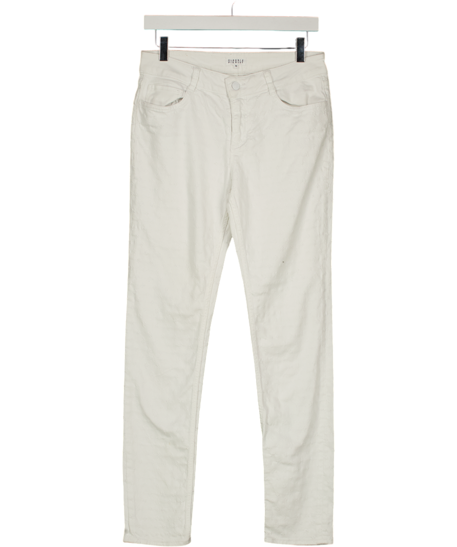 CLAUDIE PIERLOT White Swiss Dot Textured High Rise Jeans UK 12