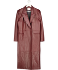 DE SAVARY LONDON Burgundy Red Leather Trench Coat UK M