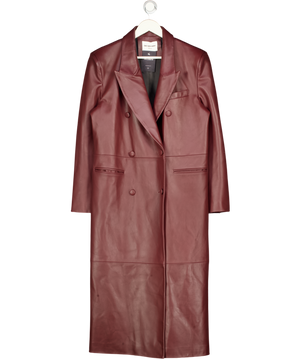 DE SAVARY LONDON Burgundy Red Leather Trench Coat UK M