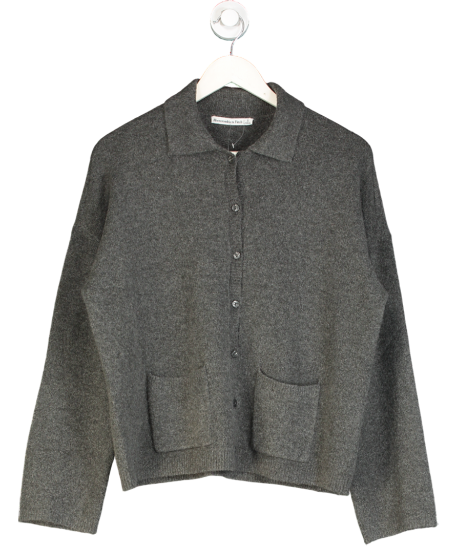 Abercrombie & Fitch Supersoft Grey Button Collared Cardigan UK S