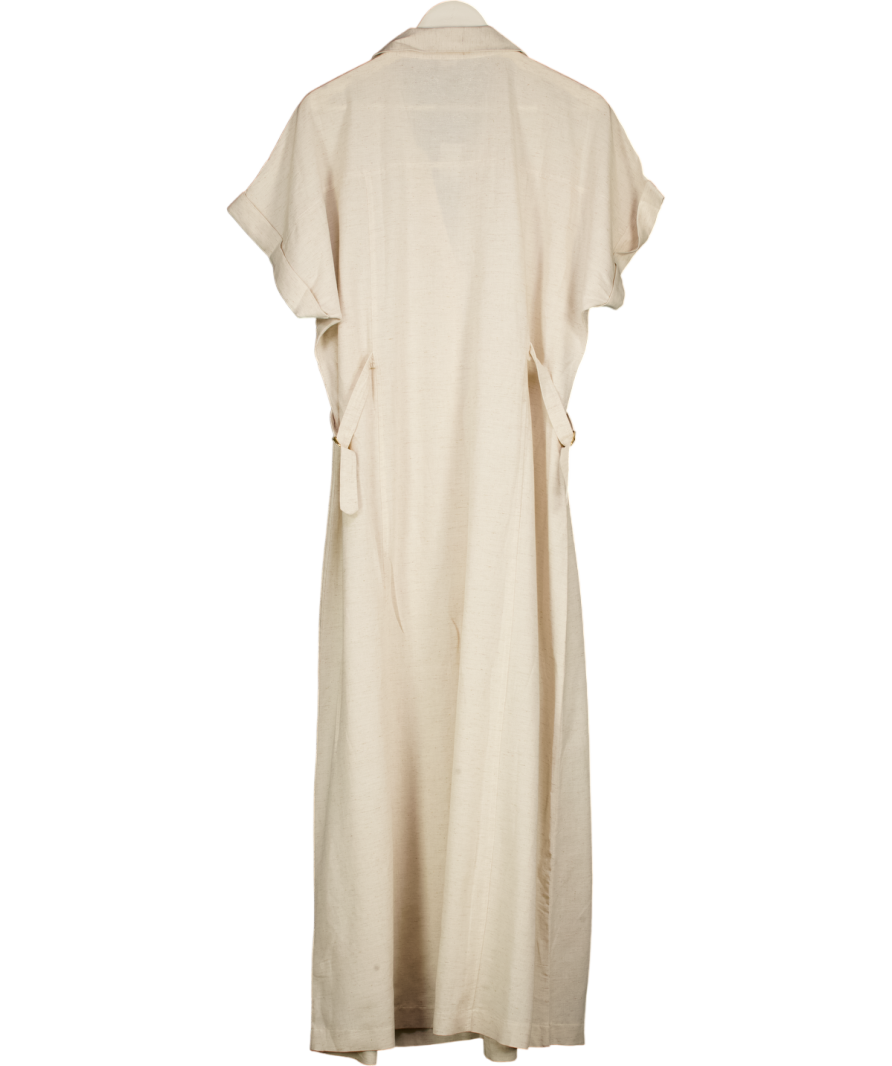 NEW LOOK Beige Stone Linen Blend Shirt Midi Dress UK 18