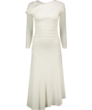 PEPPERMAYO White Asymmetric Neck Midi Dress UK 8