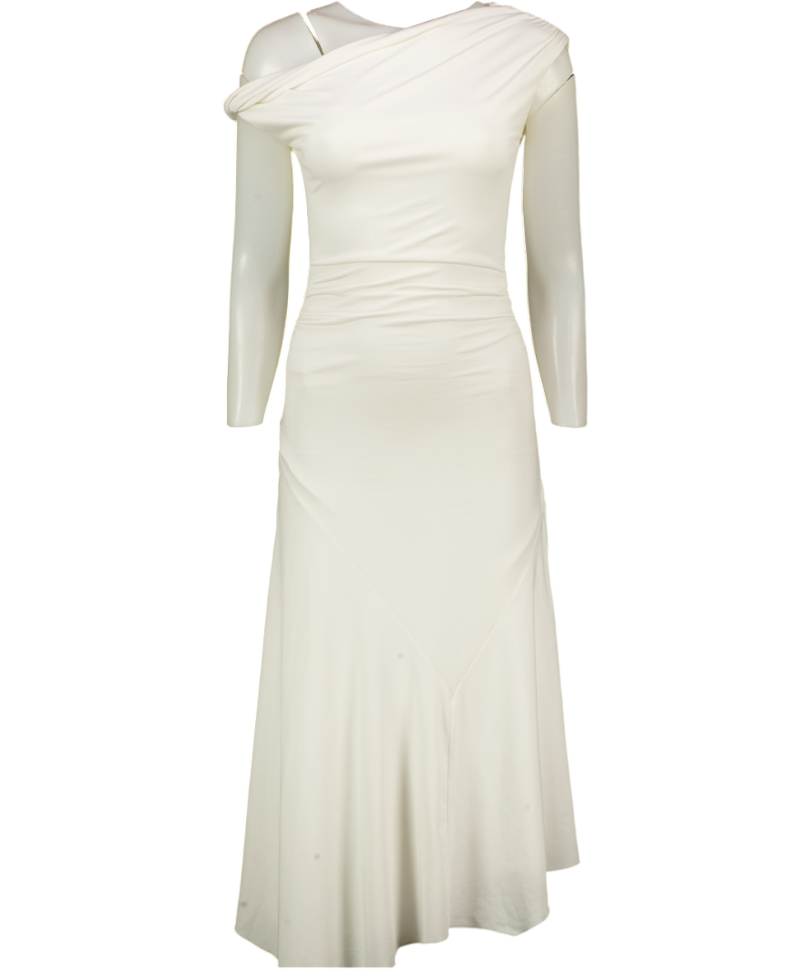 PEPPERMAYO White Asymmetric Neck Midi Dress UK 8