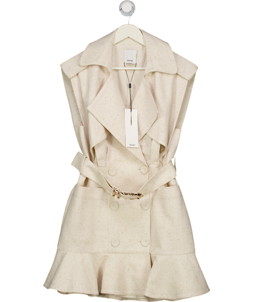 ACLER Beige Hanbury Belted Cotton-blend Belted Mini Trench Dress UK 12