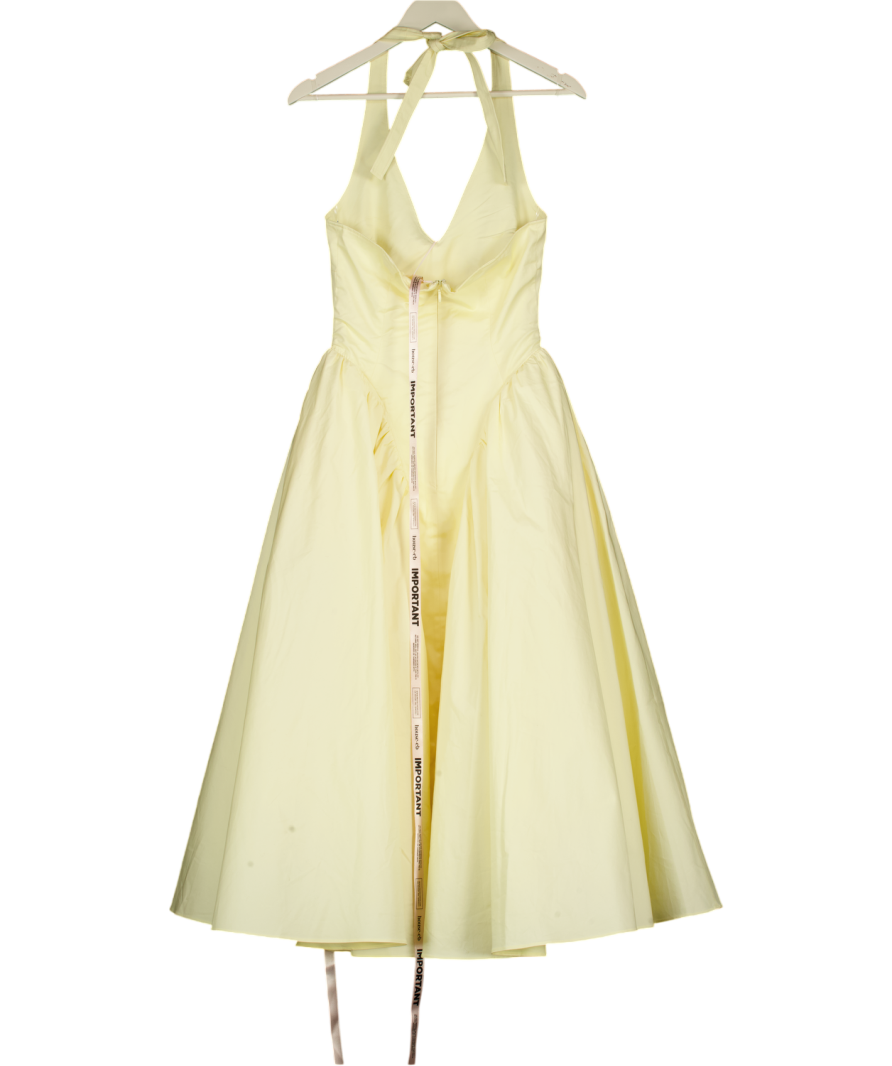 HOUSE OF CB Lemon Yellow Marilyn Halterneck Stretch-cotton Midi Dress UK M