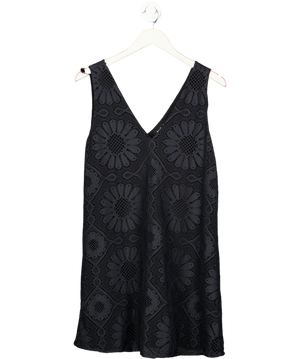 DESIGUAL Black Lace V-neck Shift Dress UK M