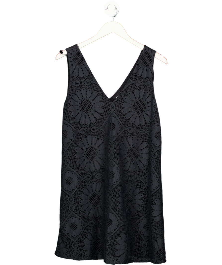 DESIGUAL Black Lace V-neck Shift Dress UK M