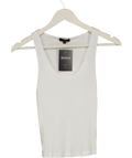 Massimo Dutti White Heavy Weight Ribbed Round Neck Top UK XS