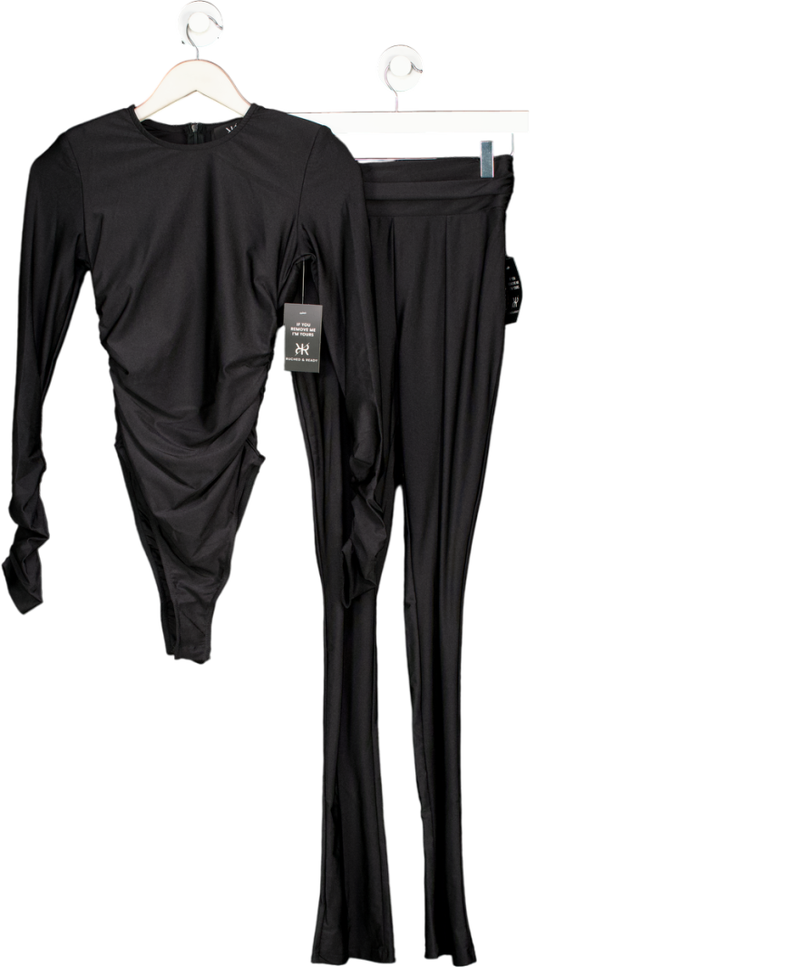 Noughts & Kisses Black Soft Side Long Sleeve Bodysuit And Flares UK S
