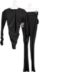 Noughts & Kisses Black Soft Side Long Sleeve Bodysuit And Flares UK S