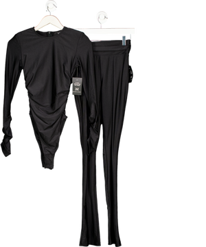 Noughts & Kisses Black Soft Side Long Sleeve Bodysuit And Flares UK S