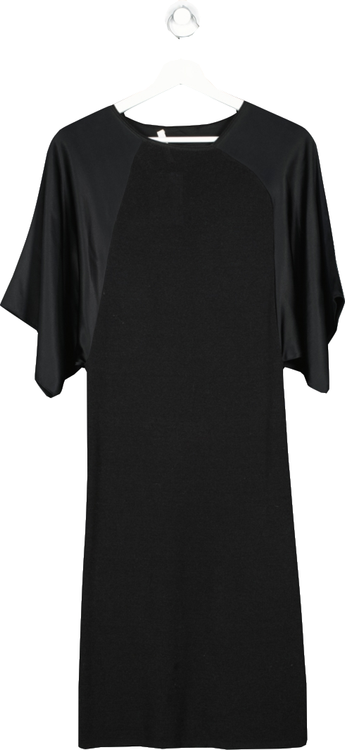 GIvenchy Black Merino Wool Dress With Silk Sleeves UK M