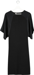 GIvenchy Black Merino Wool Dress With Silk Sleeves UK M